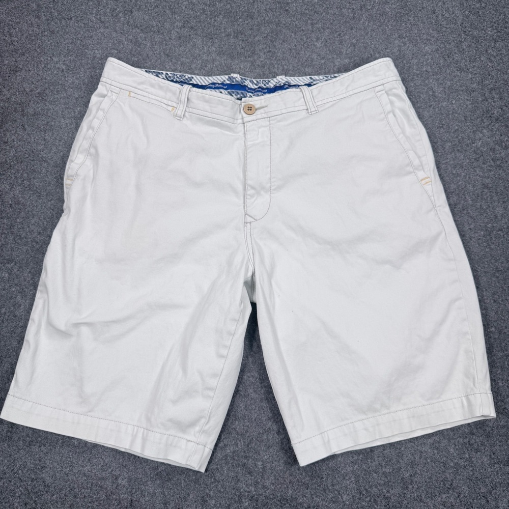 Tommy Bahama Boracay Chino Shorts Mens 35 Off White Cotton Stretch 10 Inseam